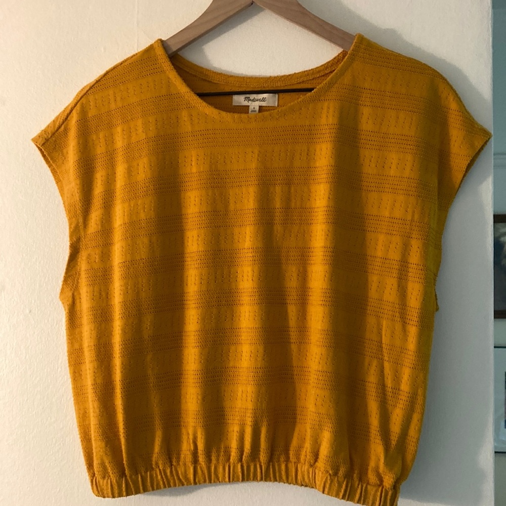 Madewell Pointelle Knit Cap-Sleeve Crop Top